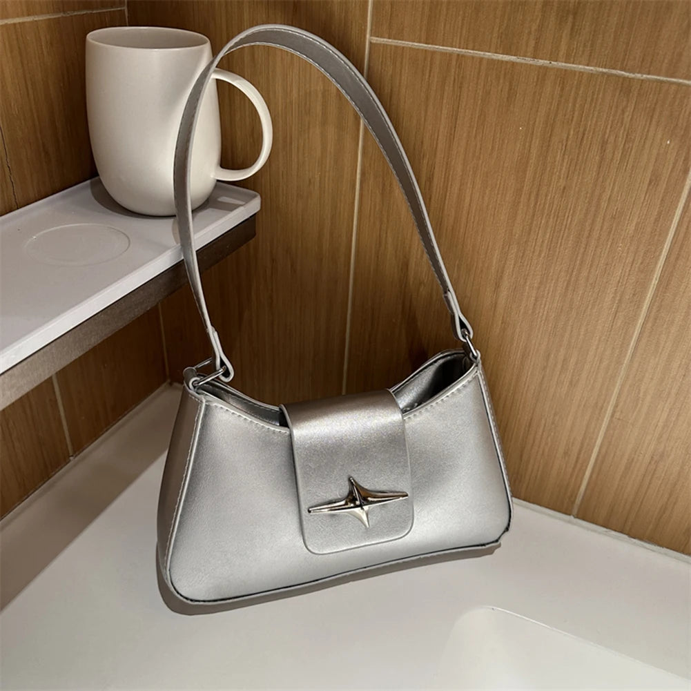 Women’s Sequin Shoulder Bag – Y2K PU Leather Zipper Handbag for Outdoor & Leisure