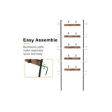 5-Tier Rustic Brown Blanket Ladder with 10 Hooks – Wall-Leaning Storage Rack for Living Room, Bedroom, Bathroom