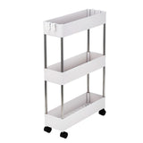 3-Layer Ultra-Thin Mobile Slim Storage Cart – Plastic & Stainless Steel, Suitable for Kitchen, Bathroom & Laundry
