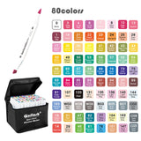 Ginflash Soft Brush & Chisel Art Markers Dual Head – Alcohol-Based 80-Color Sketch & Manga Drawing Set