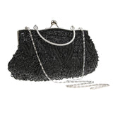 Women’s Retro Beaded Embroidered Tote – Small Evening Clutch Purse with Shoulder Chain for Weddings & Parties