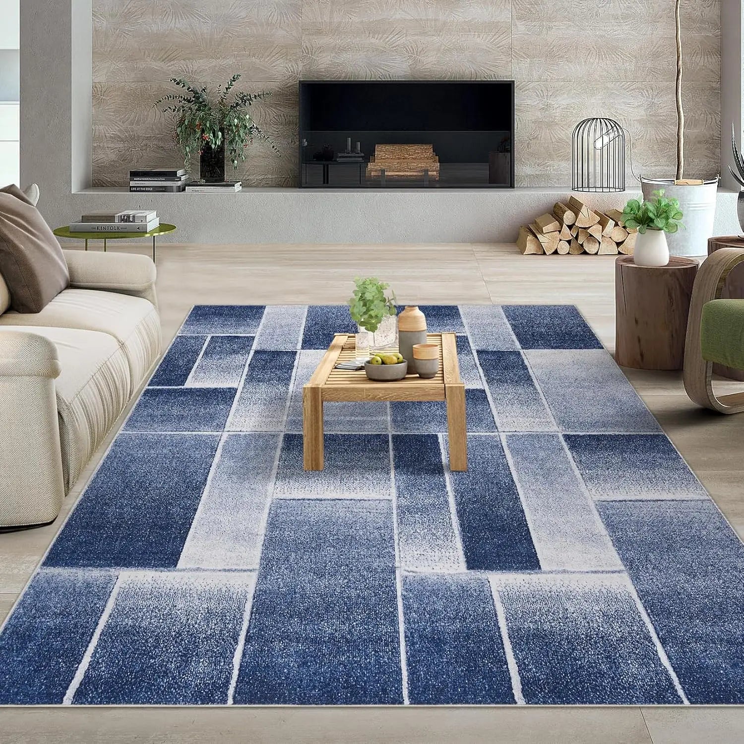 Modern Geometric Area Rug – Soft Washable Floor Carpet for Living Room, Bedroom & Dining Space