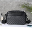 Men’s Leather Crossbody Satchel – Classic Plaid Small Square Shoulder Bag for Work, Travel & Daily Use
