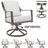 “5-Piece Outdoor Patio Dining Set – 4 Swivel Rocking Chairs & 38'' Round Table with Umbrella Hole”