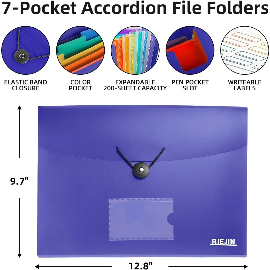 Accordion File Organizer – 7-Pocket Expanding Folder with Labels for A4 & Letter Documents 📁