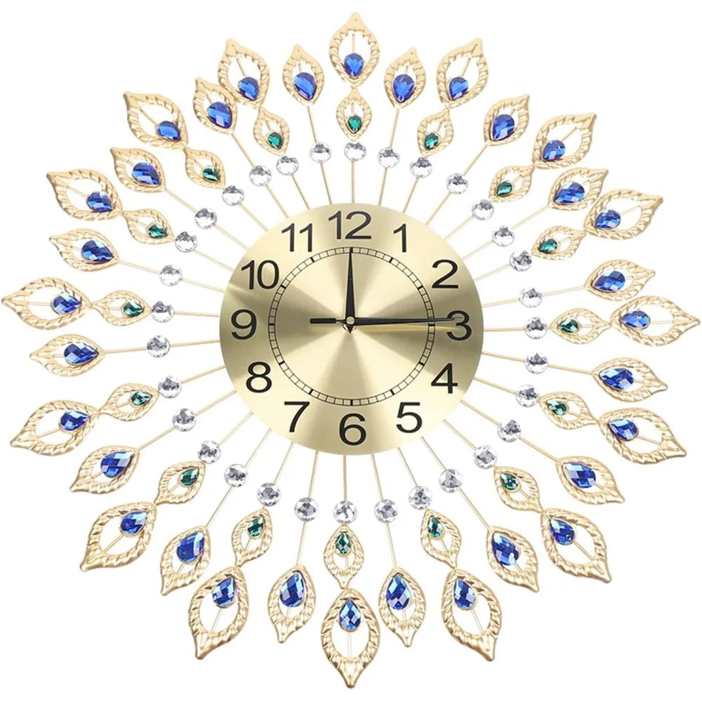 Crystal Modern Wall Clock – Elegant Silent Non-Ticking Round Design with Arabic Numerals for Living Room & Home Décor