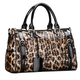 Luxury Leopard Print Cowhide Handbag for Women – Large Capacity Shoulder Bag