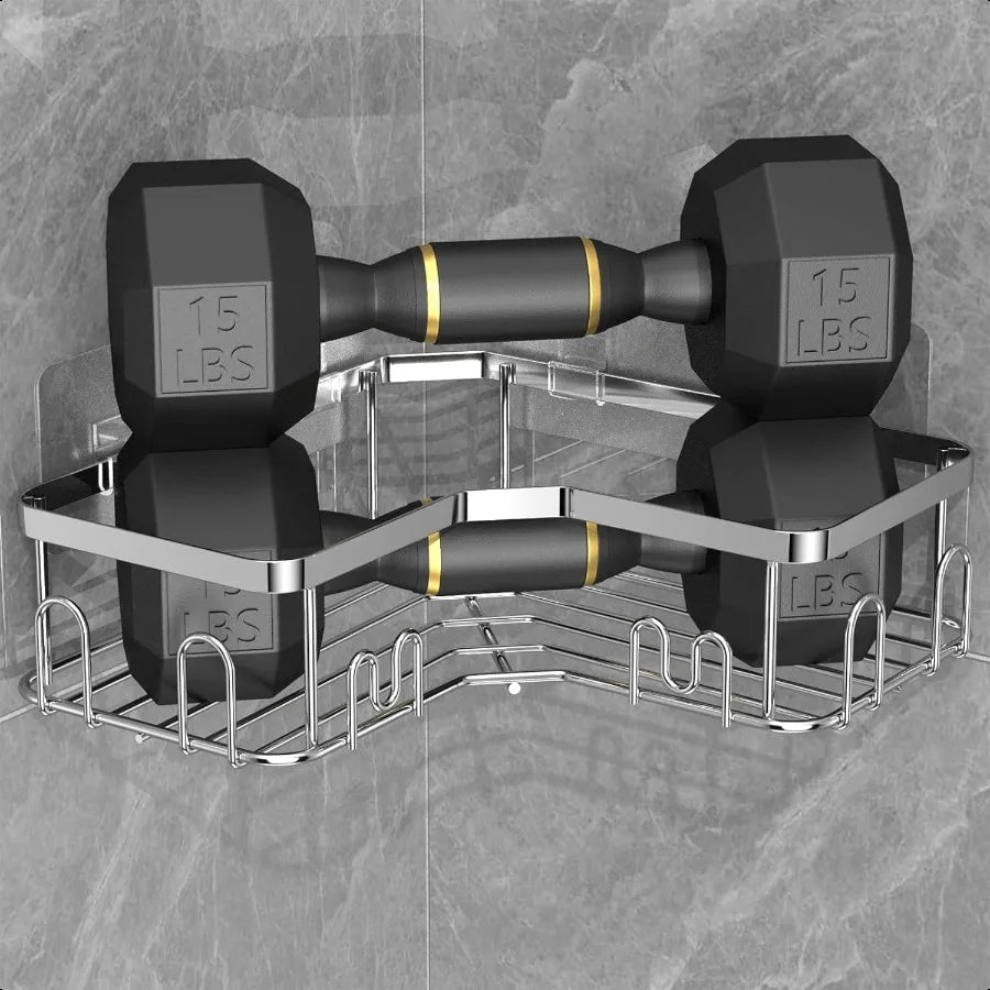 4-Pack Corner Shower Caddy with Soap Holder – No-Drill Adhesive Rust-Proof Shelves Black