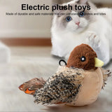 Interactive Flapping Bird Cat Toy – Plush Chirping Bird with Wings, Motion-Sensitive Fun for Indoor Cats