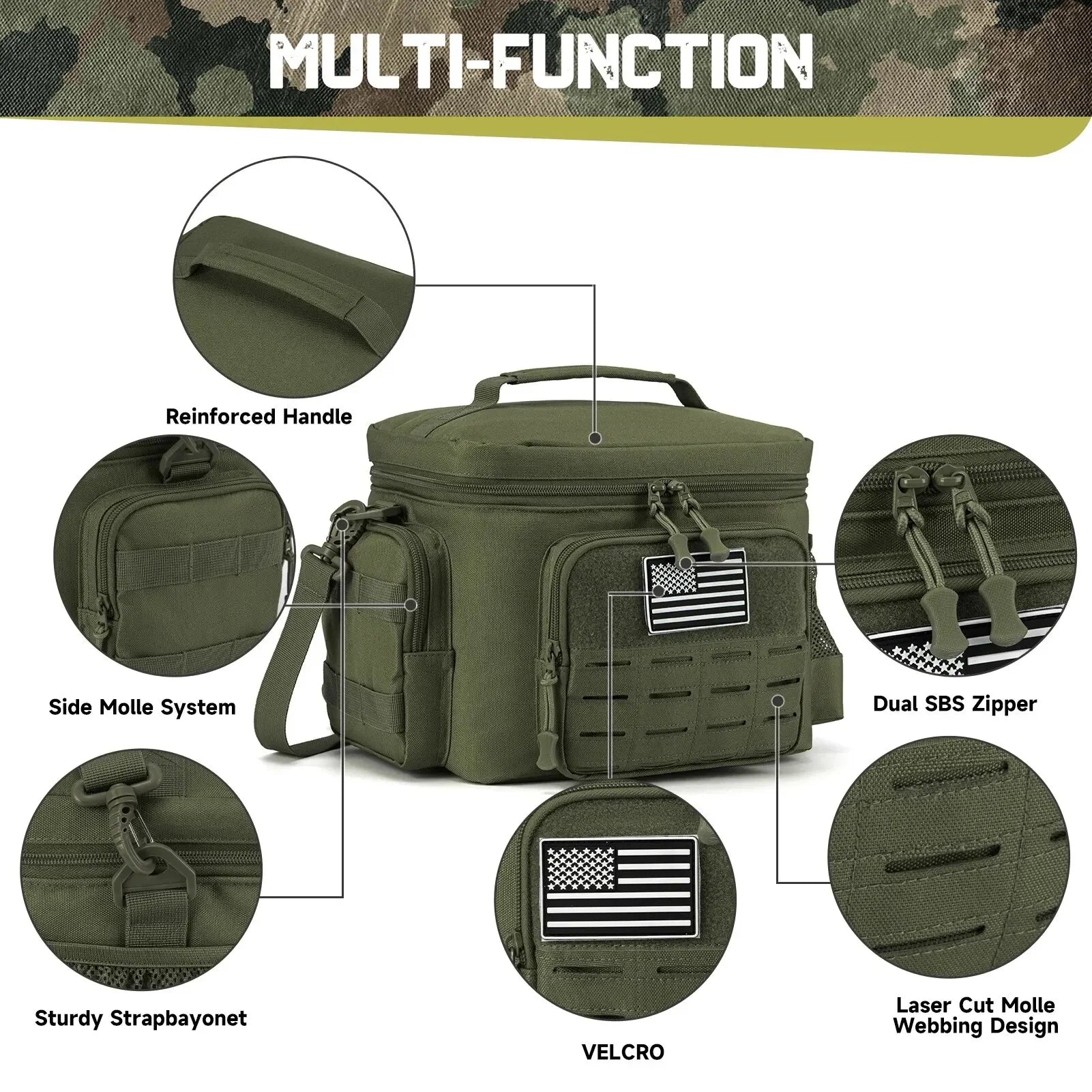 Tactical Lunch Box for Men – Heavy-Duty Leakproof Insulated Lunch Bag for Work, Camping & Outdoor Use