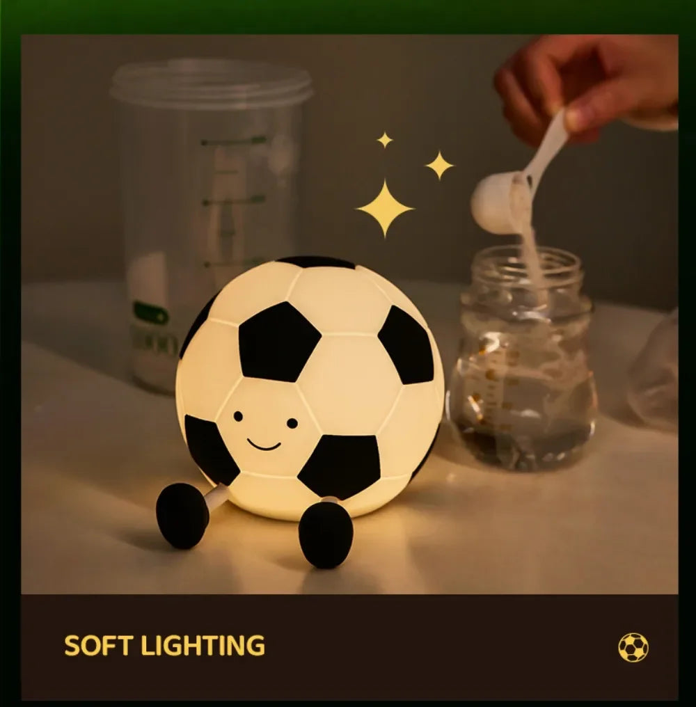 Football Silicone Night Light – Rechargeable Nursery Bedside Lamp with 3-Level Dimmable Glow, Cute Silicone Sleeping Lamp for Kids’ Room Décor