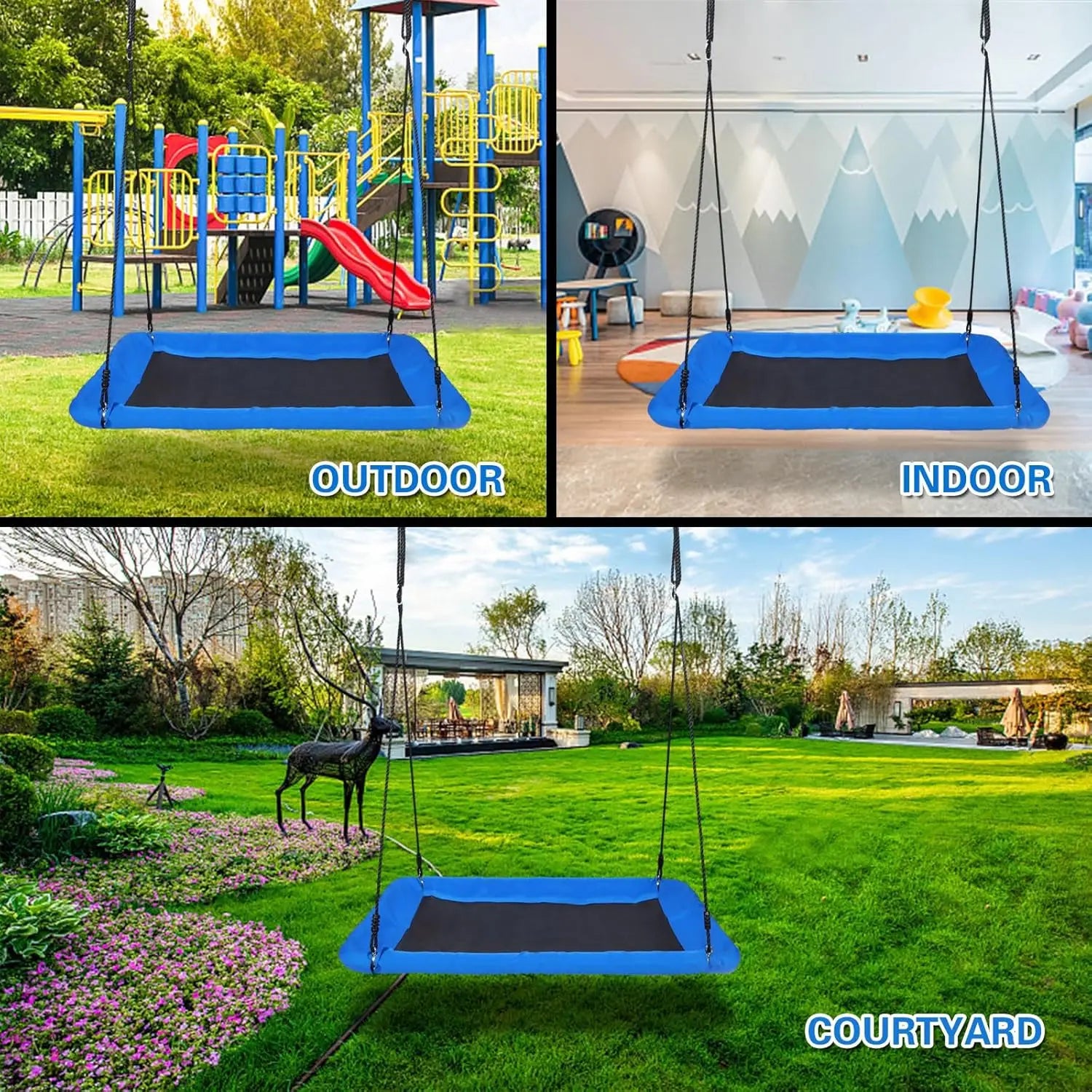 700lb Giant 60" Rectangular Platform Tree Swing – Outdoor Swing for Kids & Adults, Heavy-Duty Design 🌳🪢