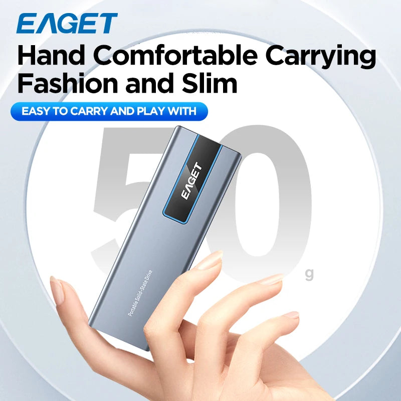 Eaget M1 Portable External SSD – High-Speed NVMe Solid State Drive 256GB/512GB/1TB/2TB, 5Gbps for Laptop, Desktop, PS4 & PS5