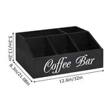 Wooden Coffee & Tea Station Organizer – Large Countertop Basket with Removable Dividers for Home Coffee Bar
