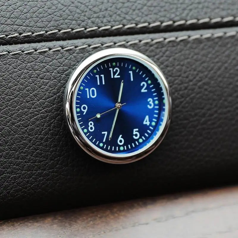 Fashionable car watch – glow-in-the-dark luminous mini dashboard clock with night light, stick-on design for vehicle accessories
