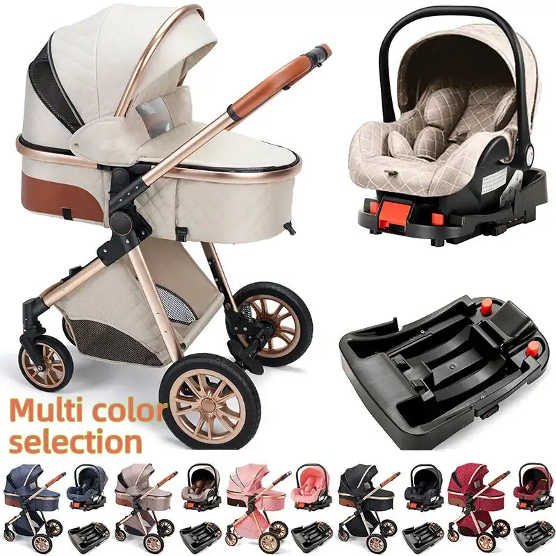 3-in-1 Luxury Baby Travel Stroller with ISOFIX Base – Sit or Lie Down for Newborns