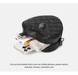 Women’s Heart-Shaped Herringbone Crossbody Bag – Eagle & Bird-Head Chain Detail Purse