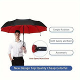 Ultimate Wind-Resist Automatic Oversized Travel Umbrella – 10-Rib Reinforced, UV Protection & Compact Fold