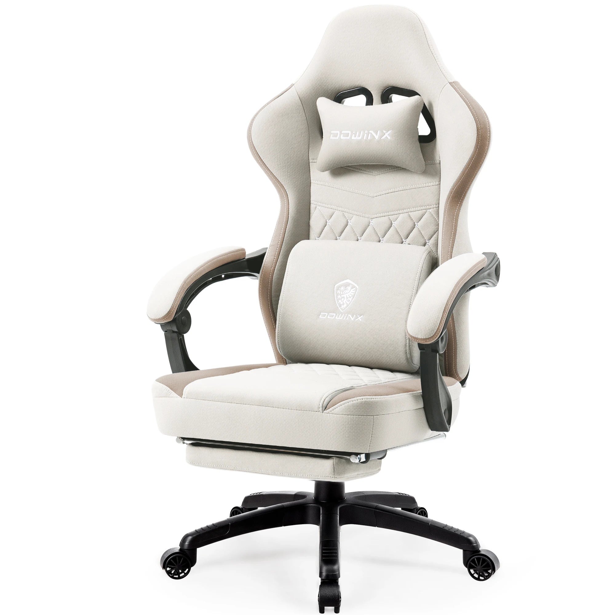 Dowinx Gaming Chair – Breathable Fabric Computer Chair with Pocket Spring Cushion, Gel Pad & Side Storage Bag