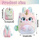 2-Piece Plush Unicorn Backpack & Shoulder Bag Set – Cute Kids Cartoon Bag Combo | Fashionable Birthday Gift for Girls