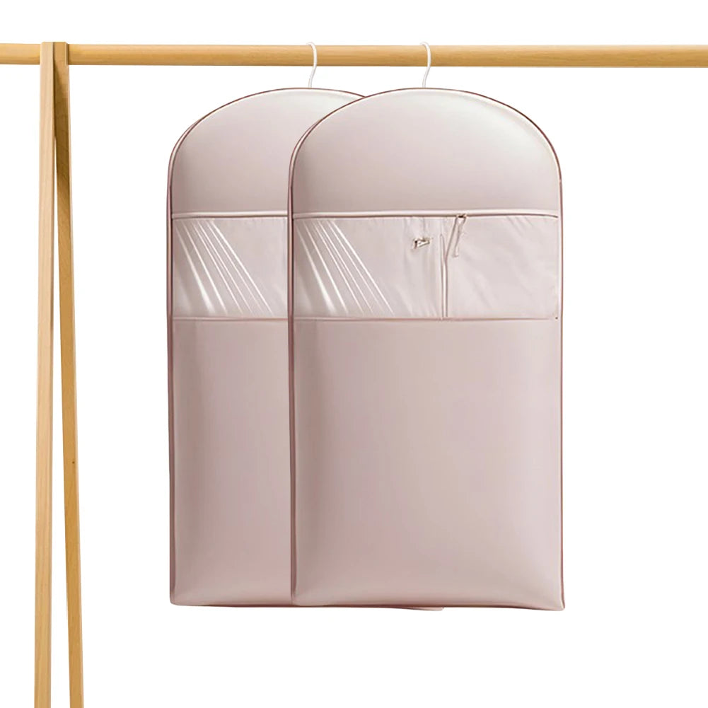 Space-saving hanging garment bag – self-compression coat cover with zipper & transparent design for dust protection