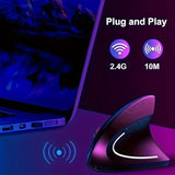 Ergonomic Wireless Vertical Mouse – 6-Button Right-Handed Design with Battery-Powered Non-Rechargeable Function