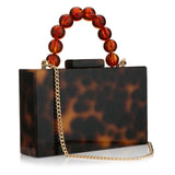 Women’s Pearl Marble Acrylic Evening Bag – Luxury Dark Green Crossbody Purse with Flap Closure for Weddings & Parties