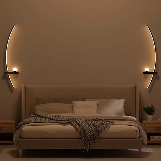 2Pcs Modern Adjustable LED Wall Sconce – 31.5" Arched Metal Bedside Lamp with 3000K Warm Glow for Bedroom 💡🛏️
