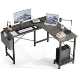 JHK 50-Inch Gaming Corner Desk – Wooden PC Table with CPU Storage Shelf & Side Bag for Home Office & Small Spaces