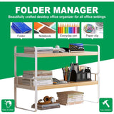 Wood Office Desk Shelf Organizer – 2-Tier Desktop Storage Rack & Cubicle Decor
