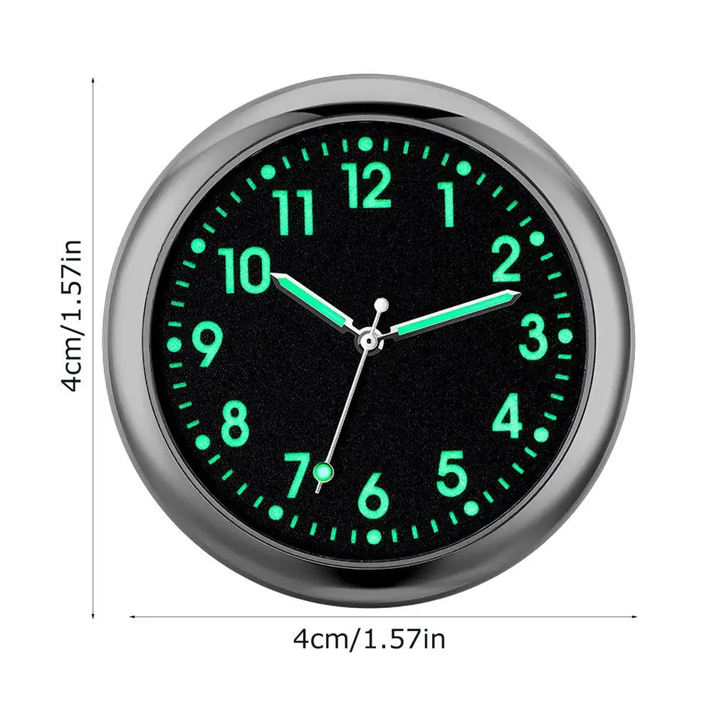 Fashionable car watch – glow-in-the-dark luminous mini dashboard clock with night light, stick-on design for vehicle accessories