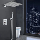Chrome Shower Faucet Set – 2/3-Way Rainfall System with Brass Mixer & Diverter (8–16" Head, Wall-Mounted, Embedded Box Control)