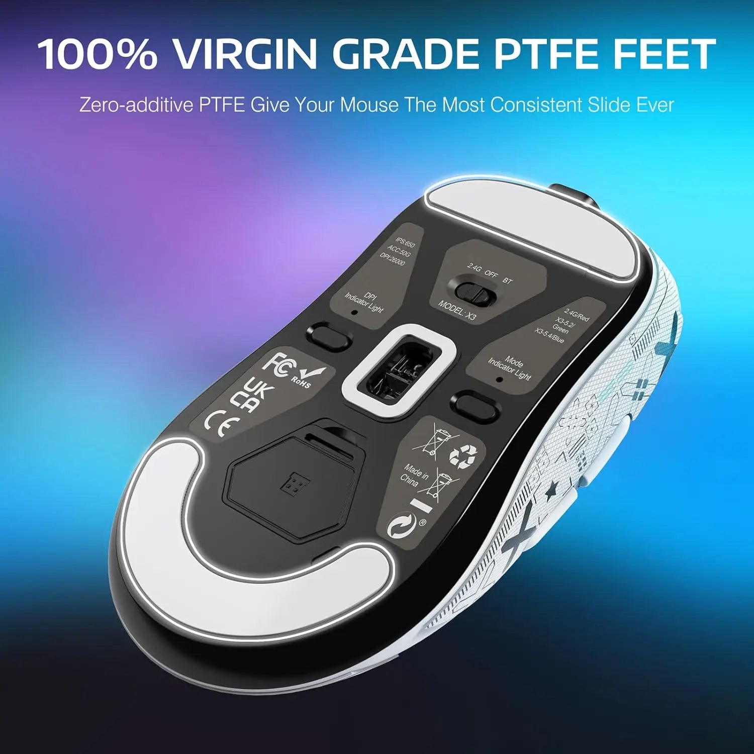 Attack Shark X3 Wireless Gaming Mouse – 49g Lightweight Tri-Mode Mouse with PAW3395 26K DPI Sensor, 200h Battery & 5 Buttons