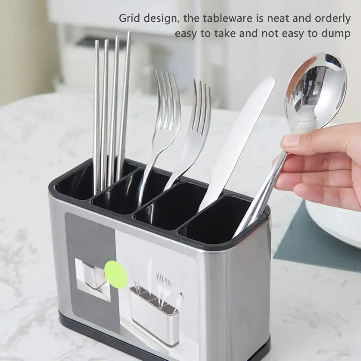 Premium Stainless Steel Utensil & Cutlery Holder – Large Capacity Countertop Organizer for Knives, Spoons & Forks 🥄🍴