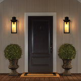 Set of 2 Modern Outdoor Wall Lanterns – Black Metal Frame with Clear Glass, Weatherproof Wall Sconces