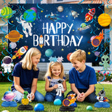 Galactic Glow “Happy Birthday” Space-Themed Banner & Honeycomb Centerpiece Kit