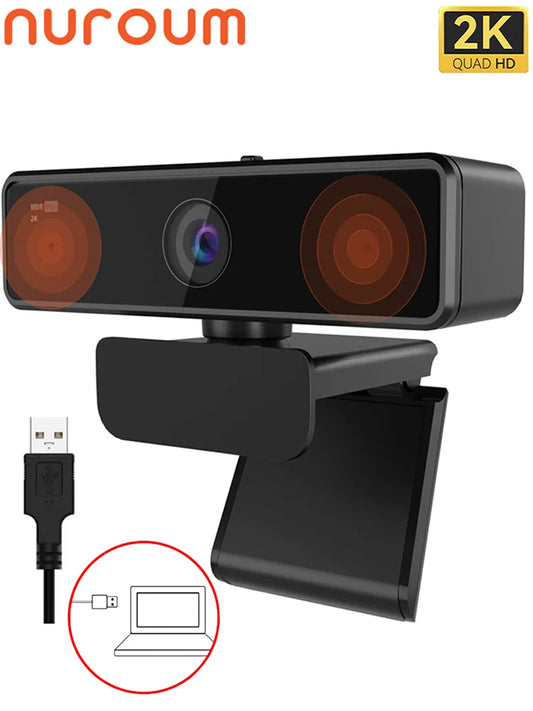 V11 2K Webcam – 1080p/60FPS Full HD USB Camera with Microphone, 90° Wide-Angle, Privacy Cover & Plug-and-Play