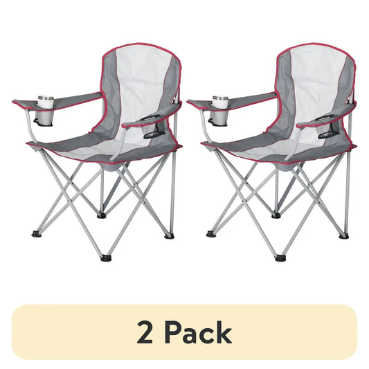 Ozark Trail® Adult Oversized Quad Chair – 2-Pack (White/Gray Polyester)