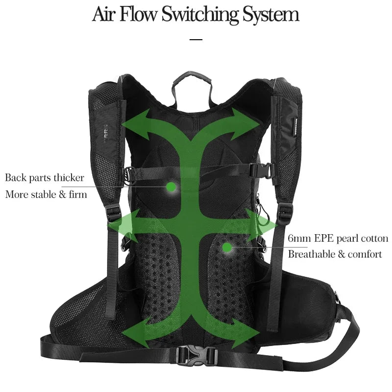 ROCKBROS Hiking & Cycling Backpack – Rainproof Sport Bag for Outdoor Travel with High Capacity & Breathable Design