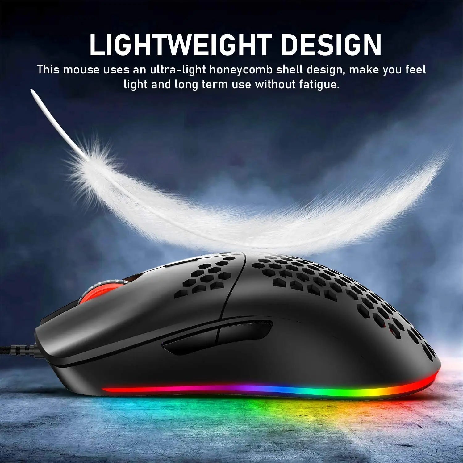 RGB Mechanical Keyboard with Brown Switches & Ultralight Honeycomb Gaming Mouse 3-in-1 Wired Set