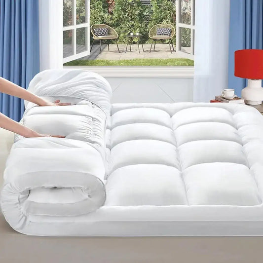 “Extra Thick Mattress Topper for Back Pain – Quilted Pillow-Top Mattress Cover with Deep Elastic Pocket”