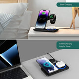 30W LED Fast Wireless Charger Stand – 3-in-1 Foldable Charging Station for iPhone 15/14/13/12, Apple Watch & AirPods Pro