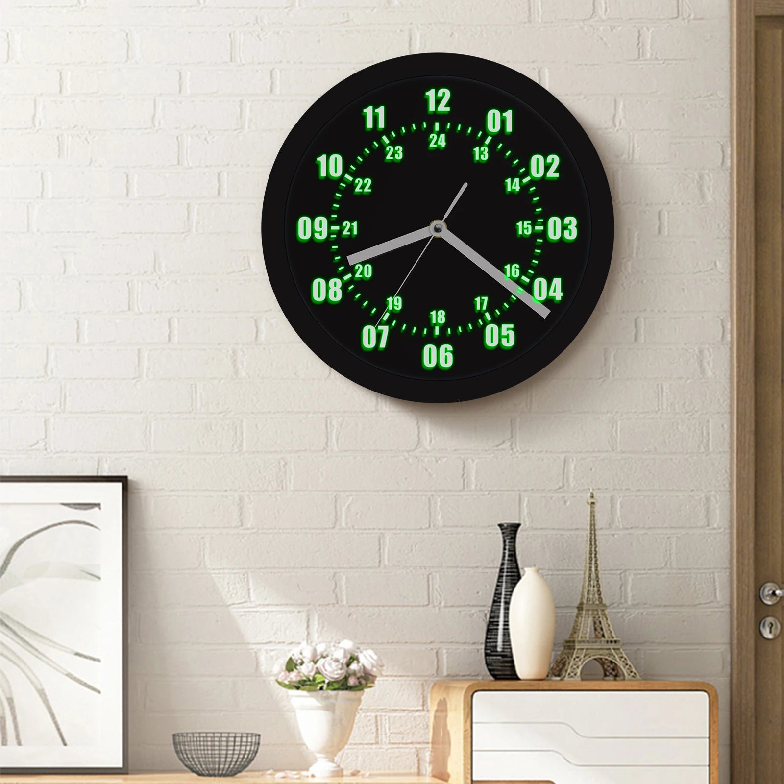 Smart LED Indoor/Outdoor Wall Clock – Remote-Control Luminous Wall Clock with 7-Color Backlight & 12/24-Hour Display