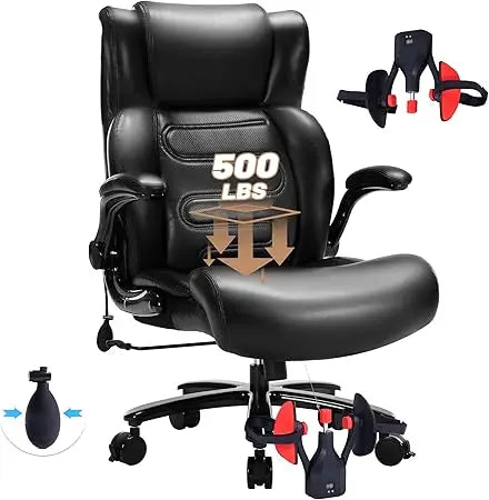 💺 Executive High-Back Desk Chair – Big & Tall Office Chair with Thigh Exerciser & Adjustable Lumbar Support