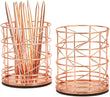 2-Pack Rose Gold Pen Holder Desk Organizer Cups – Stylish Storage for Pens, Brushes & Office Supplies