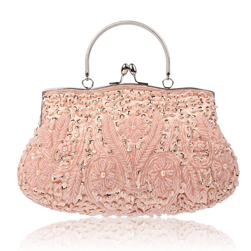 Women’s Beaded Evening Clutch – Elegant Mini Purse with Shoulder Chain for Weddings, Parties & Formal Events