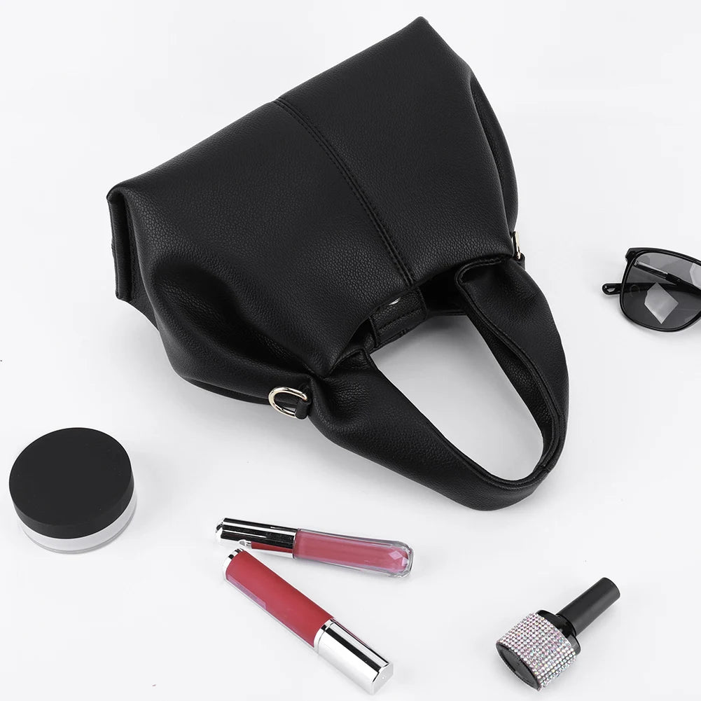 Women’s Dumpling Clutch Purse – Solid Color Retro Handbag with Removable Strap & Top Handle Crossbody Bag