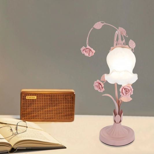 🌸 Modern Bedside Flower Glass Table Lamp – Stained Glass Reading Lamp for Nightstand & Desk with Switch Control