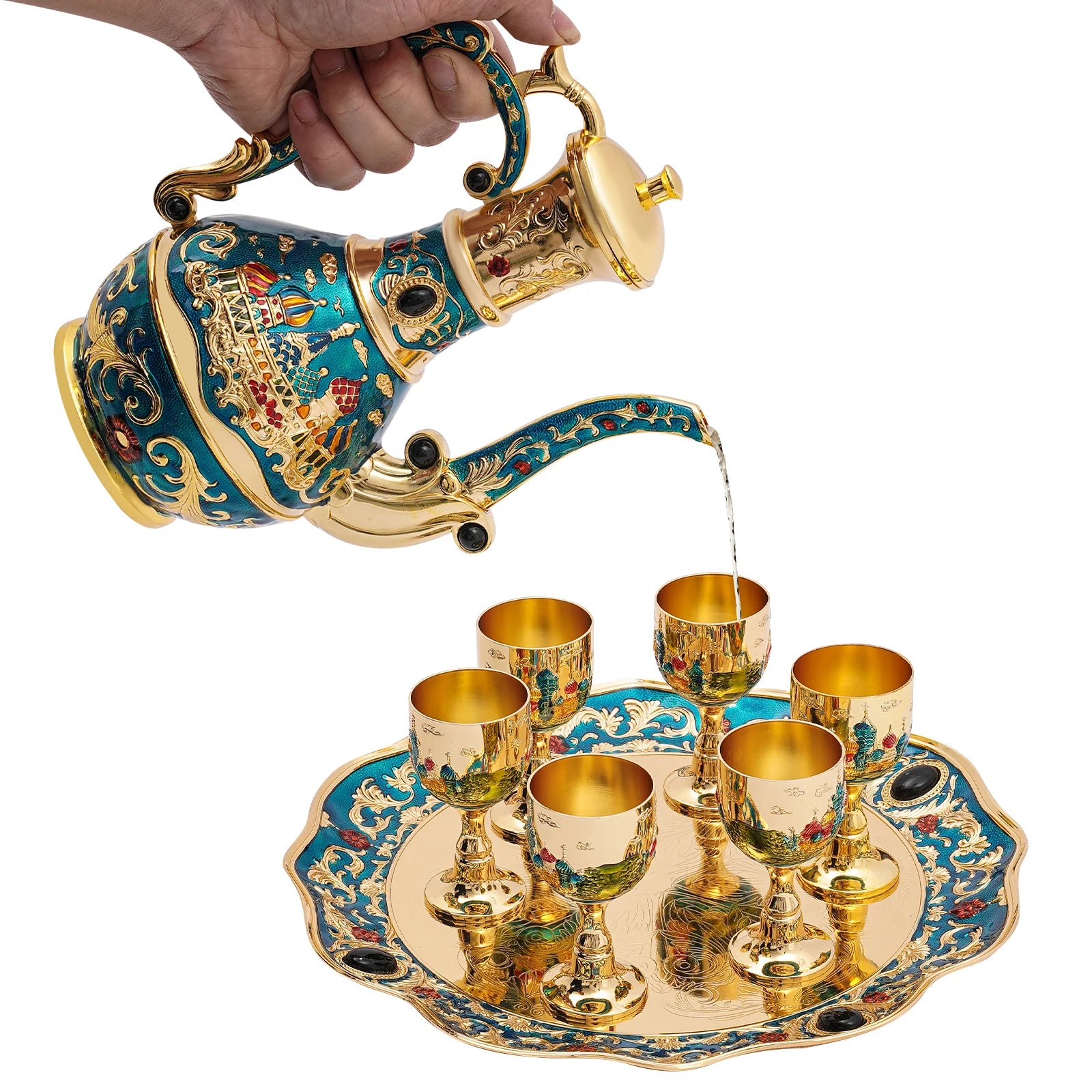 Vintage Coffee Pot & Teapot Cup Set – Elegant 6-Cup Tea Service with Coffee Pot & Decorative Flair