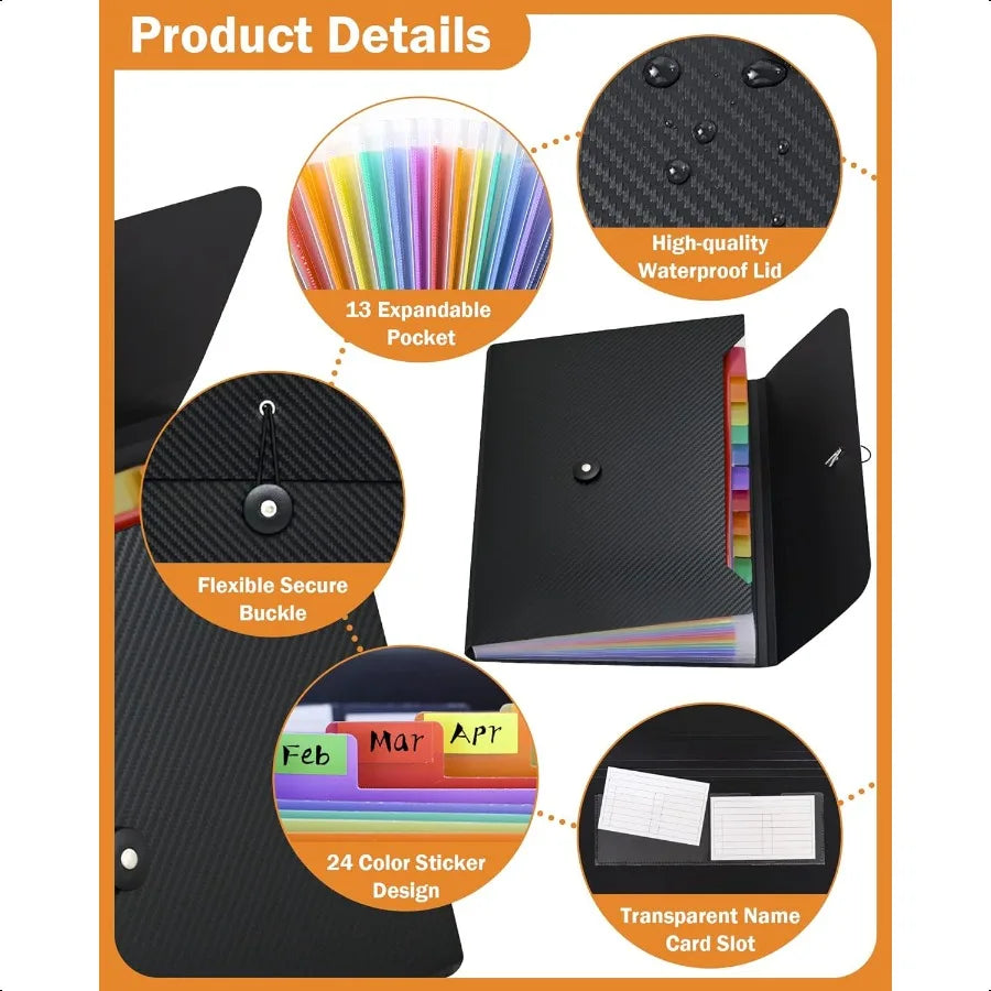Accordion File Organizer – 13-Pocket Expanding Folder for A4 & Letter Size Documents 📁